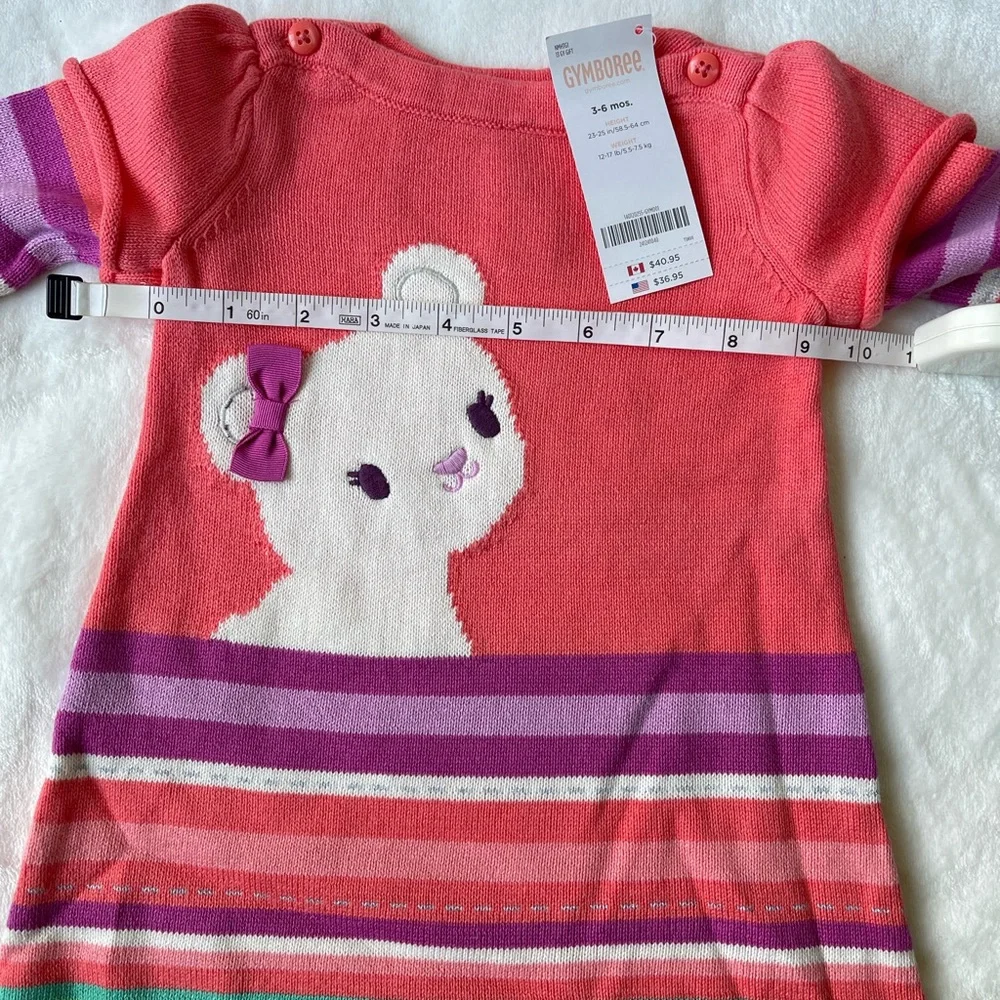 Gymboree Snow Bear Knitted Dress 100% Cotton size  Baby 3-6 month